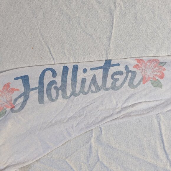 HOLLISTER CALIFORNIA WOMEN'S LONG SLEEVE PULL OVER SHIRT WHITE SIZE SMALL FLOWER - Picture 12 of 15